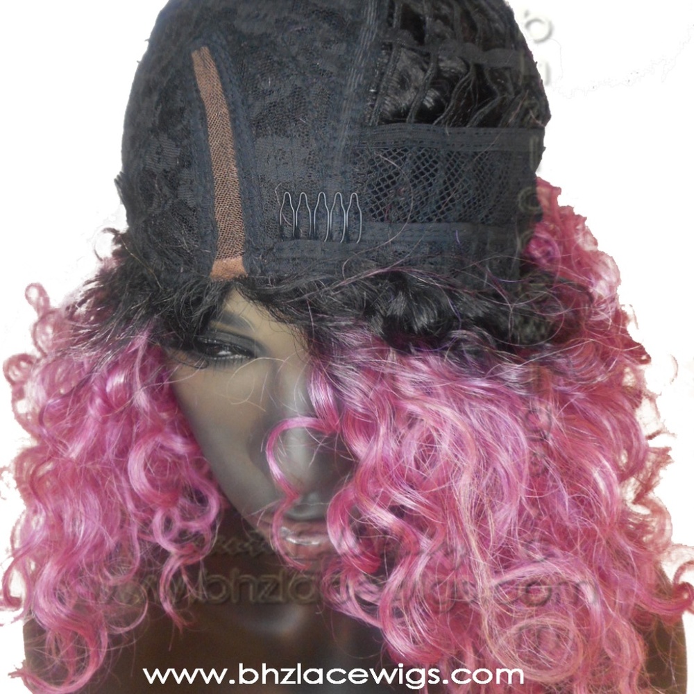 Konie pink wig curly lace PART wig curly bob pink - Picture 8 of 8